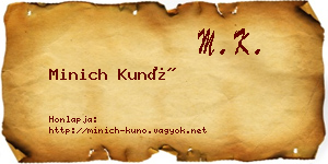 Minich Kunó névjegykártya